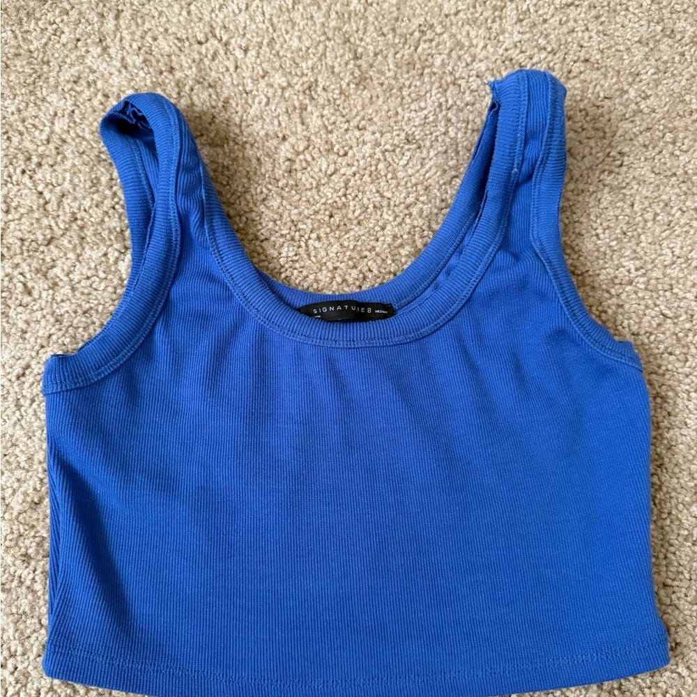 Signature8 Electric Blue Ribbed Crop Tank